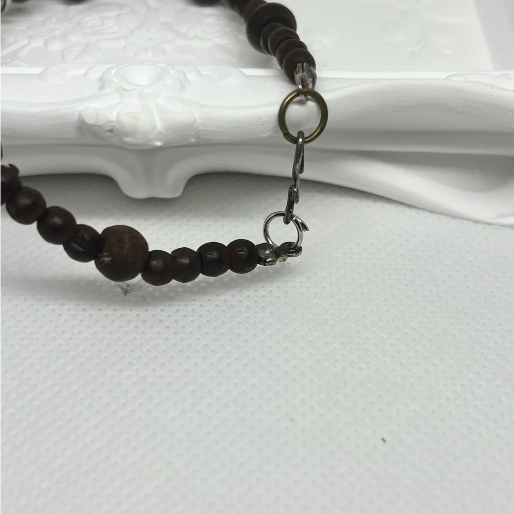 Upcycled Vintage wooden Beaded Tiger’s Eye Bracelet - Picture 3 of 4